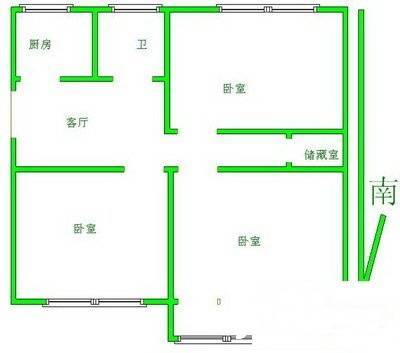 五爱家园3室1厅1卫60㎡户型图