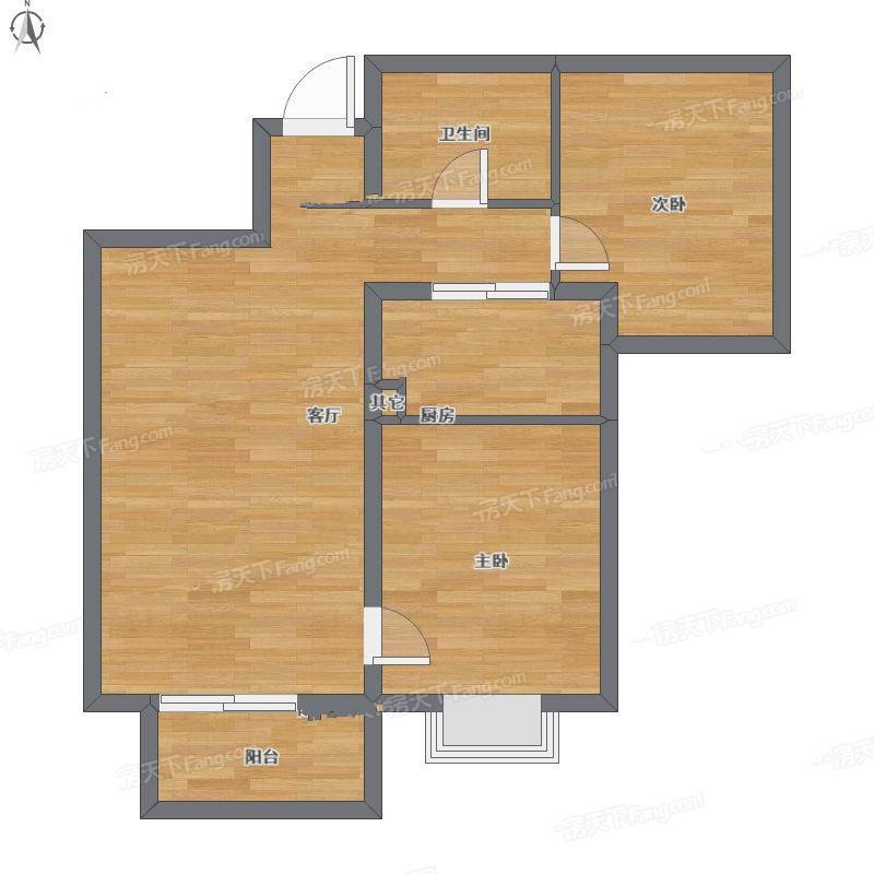 五爱家园2室1厅0卫73㎡户型图