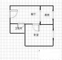 开源路小区1室1厅1卫50㎡户型图