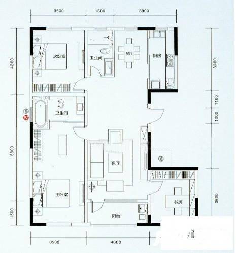 朗诗未来之家3室2厅1卫139㎡户型图