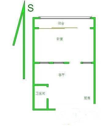 长江金岸1室1厅1卫60㎡户型图