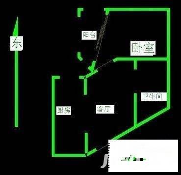 长江金岸1室1厅1卫60㎡户型图