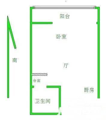 长江金岸1室1厅1卫60㎡户型图