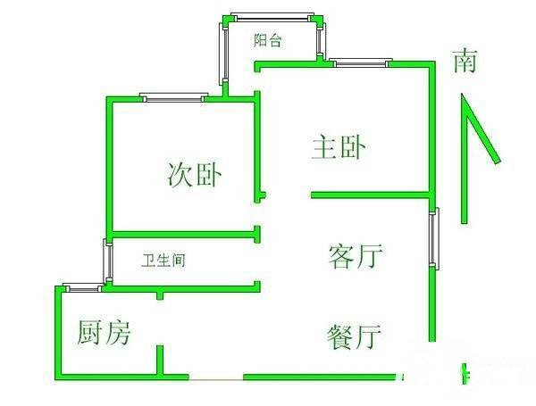 春潮花园二期2室2厅1卫89㎡户型图