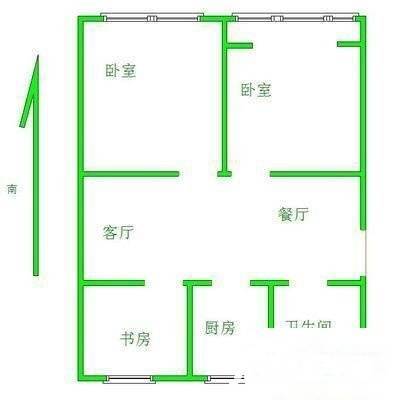 红旗花园2室1厅1卫88㎡户型图