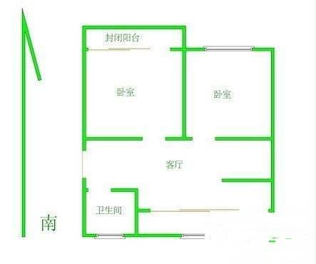 堵巷2室2厅1卫85㎡户型图