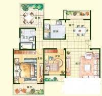 嘉园小区3室2厅2卫133㎡户型图