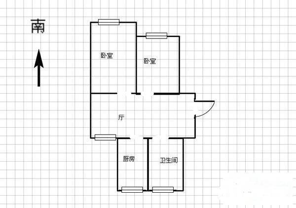 柏庄中路小区2室2厅1卫87㎡户型图