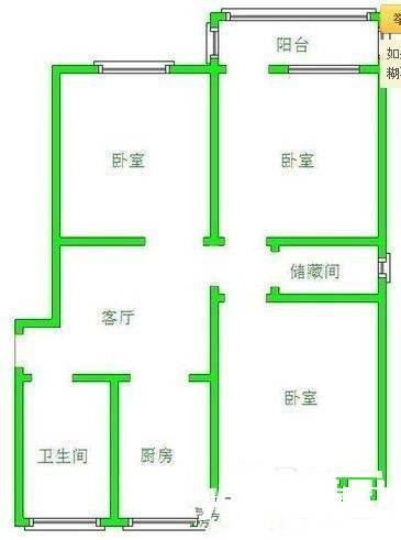 杭家旦新村3室1厅1卫109㎡户型图