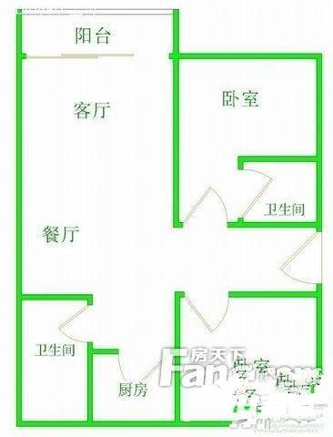 金龙公寓2室2厅1卫100㎡户型图