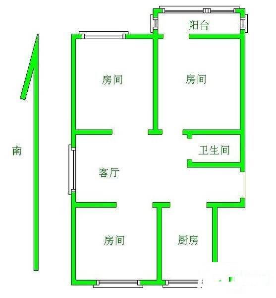 锦绣四村3室1厅1卫83㎡户型图