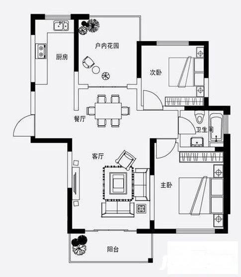 钱桥春满园3室2厅1卫115㎡户型图