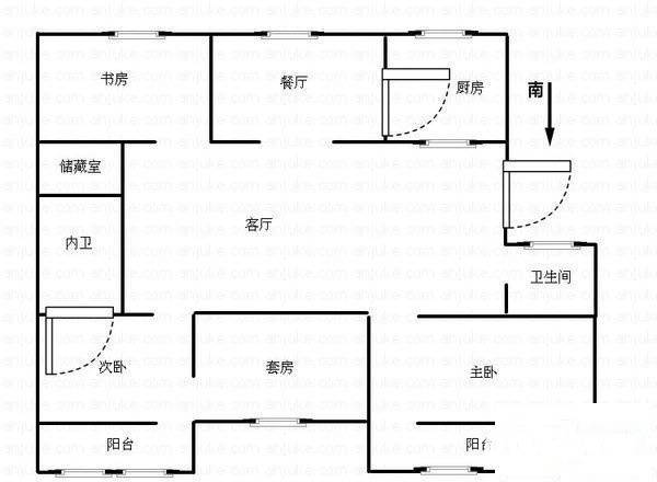 钱桥春满园3室2厅1卫115㎡户型图