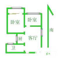 长江绿岛2室2厅1卫104㎡户型图