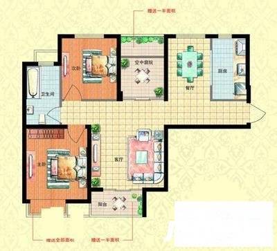 桑达园2室2厅1卫98㎡户型图