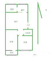 盛巷花苑2室2厅1卫90㎡户型图