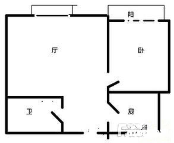 华晶新村1室1厅1卫36㎡户型图