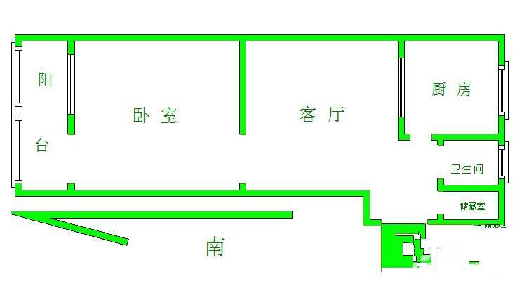 华晶新村1室1厅1卫46㎡户型图