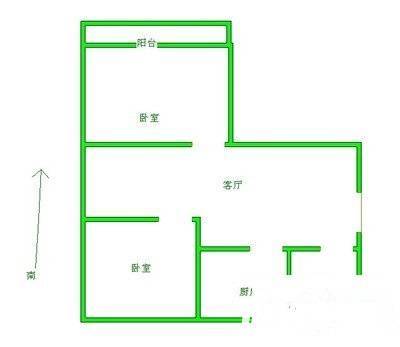 棉花巷2室2厅1卫60㎡户型图