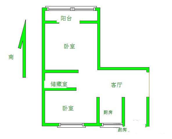 民丰里2室1厅1卫70㎡户型图