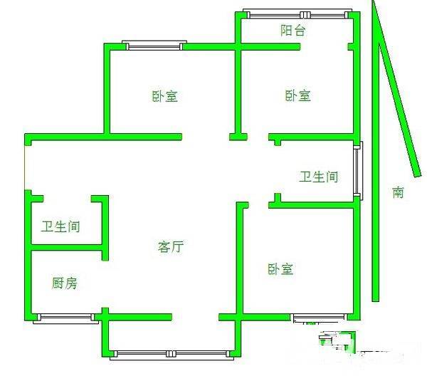 中大颐和湾3室2厅2卫127㎡户型图