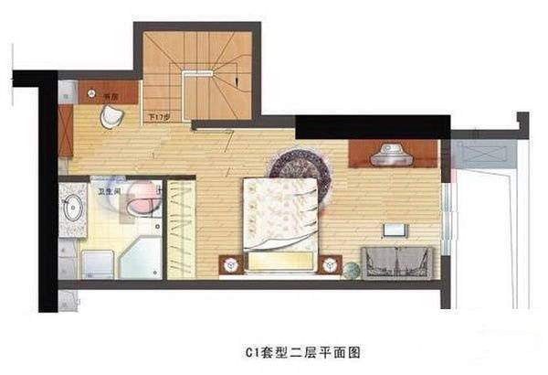 香榭花园1室1厅1卫51㎡户型图