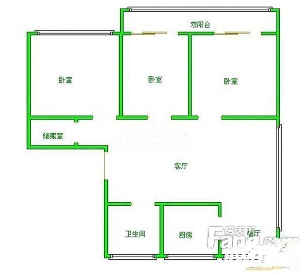 惠钱三村3室2厅1卫120㎡户型图