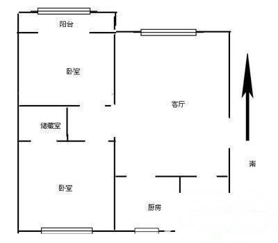 惠东里2室2厅1卫89㎡户型图