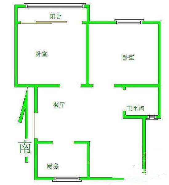 新安花苑2室1厅1卫75㎡户型图