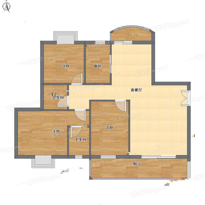 惠麓苑3室2厅0卫106㎡户型图