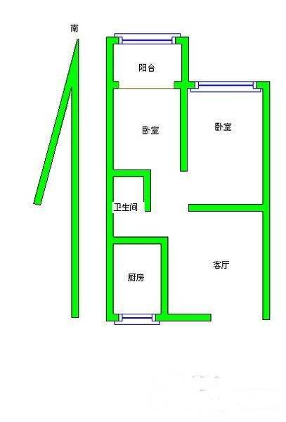 李巷2室1厅1卫66㎡户型图