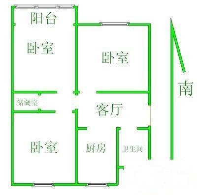 江阴巷3室1厅1卫89㎡户型图