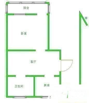 江阴巷1室1厅1卫50㎡户型图