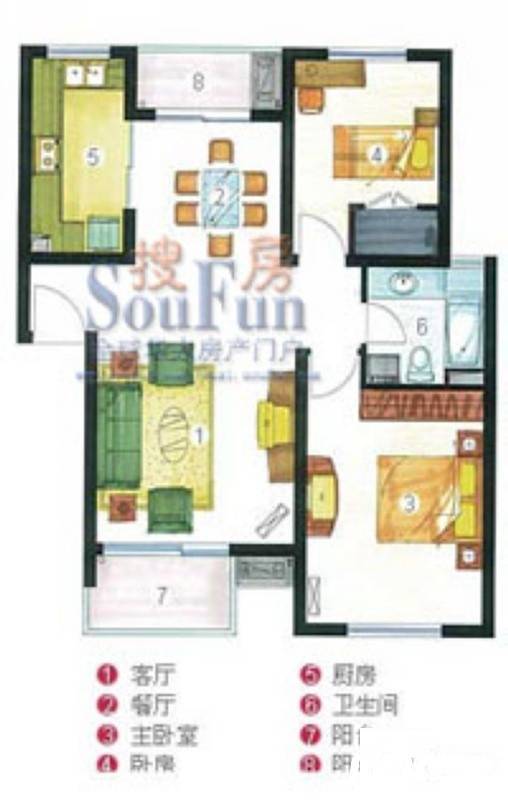 魅力万科城2室2厅1卫93㎡户型图