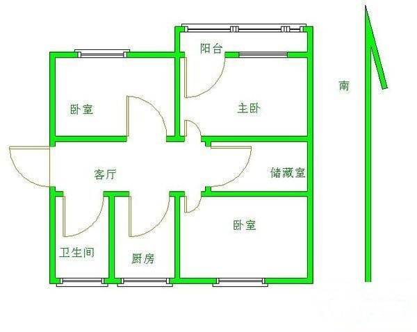 南湖家园3室1厅1卫25㎡户型图