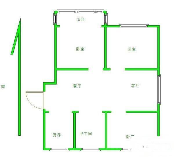 南湖家园3室2厅1卫115㎡户型图