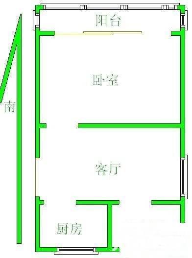 锡山新村1室1厅1卫45㎡户型图