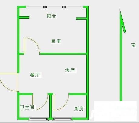 锡山新村1室1厅1卫45㎡户型图