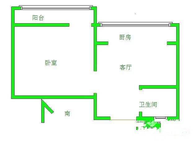 盛新里1室1厅1卫45㎡户型图