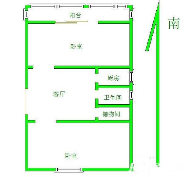 锡惠里2室1厅1卫62㎡户型图