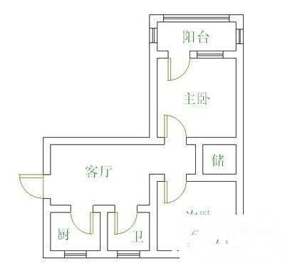 大竹园2室1厅1卫64㎡户型图