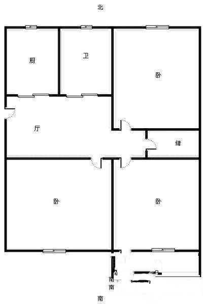 大竹园3室1厅1卫84㎡户型图