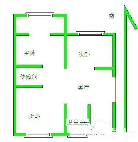 大竹园3室1厅1卫84㎡户型图