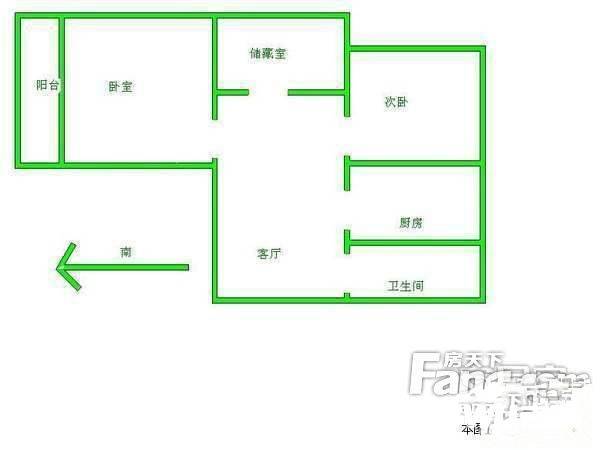 新扬名新村2室1厅1卫109㎡户型图