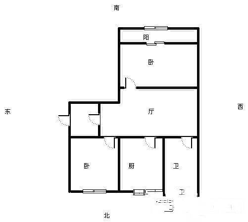 新扬名新村2室1厅1卫109㎡户型图