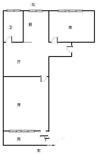 新扬名新村2室1厅1卫109㎡户型图