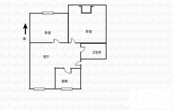 新通扬新村2室1厅1卫94㎡户型图