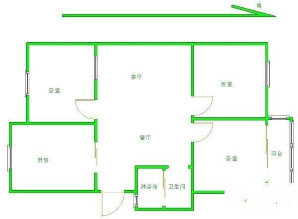 新通扬新村2室2厅1卫94㎡户型图