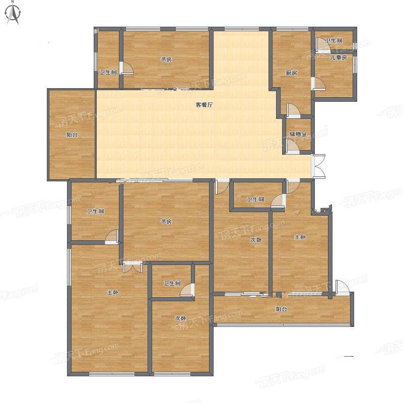 世贸公寓5室2厅0卫157㎡户型图