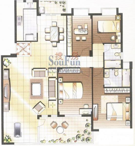 阳光城市花园四期4室2厅2卫143㎡户型图